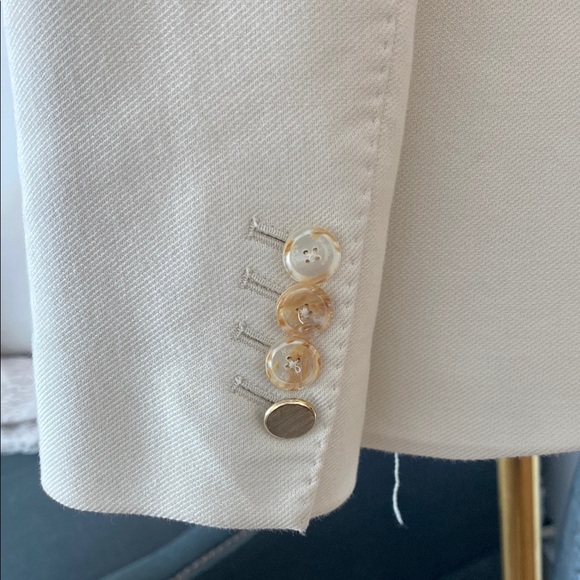 Massimo Dutti Cotton Slim Cream Blazer - Picture 3 of 13